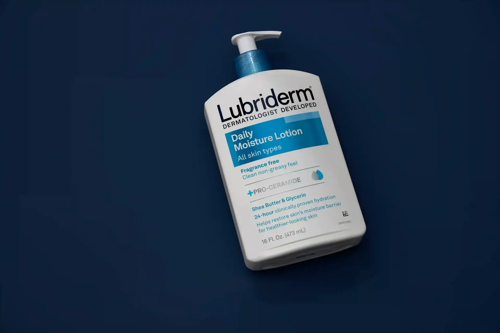 Lubriderm(R) Daily Moisture products on blue background